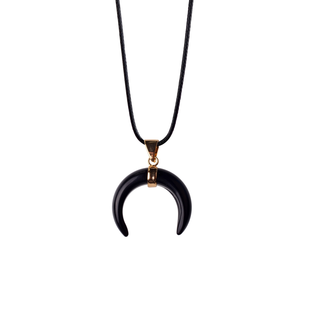 Fashion Vintage Resin Big Horn Shaped Crescent Moon Pendant Choker Necklace with Chain for Women Statement Boho Jewelry Gift