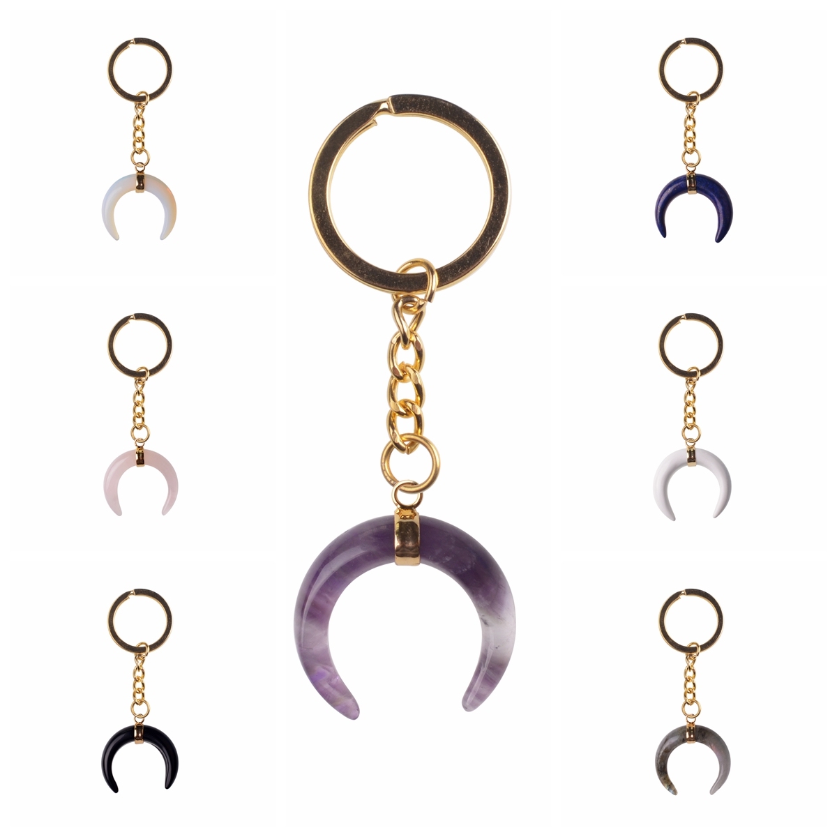 Fashion Vintage Resin Big Horn Shaped Crescent Moon Pendant Choker Key chain for Women Statement Boho Jewelry Gift