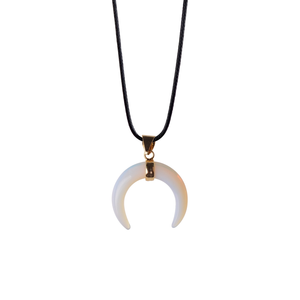Fashion Vintage Resin Big Horn Shaped Crescent Moon Pendant Choker Necklace with Chain for Women Statement Boho Jewelry Gift