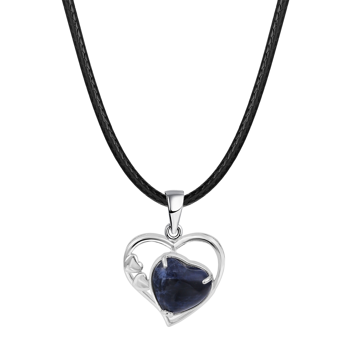 Fashion Crystal Pendant Necklace Zircon Stone Hollow Heart Stone Pendants Charms Women Jewelry Gift with Black Rope