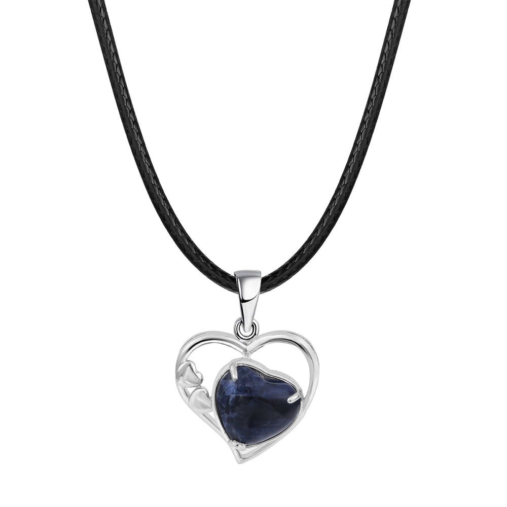 Fashion Crystal Pendant Necklace Zircon Stone Hollow Heart Stone Pendants Charms Women Jewelry Gift with Black Rope