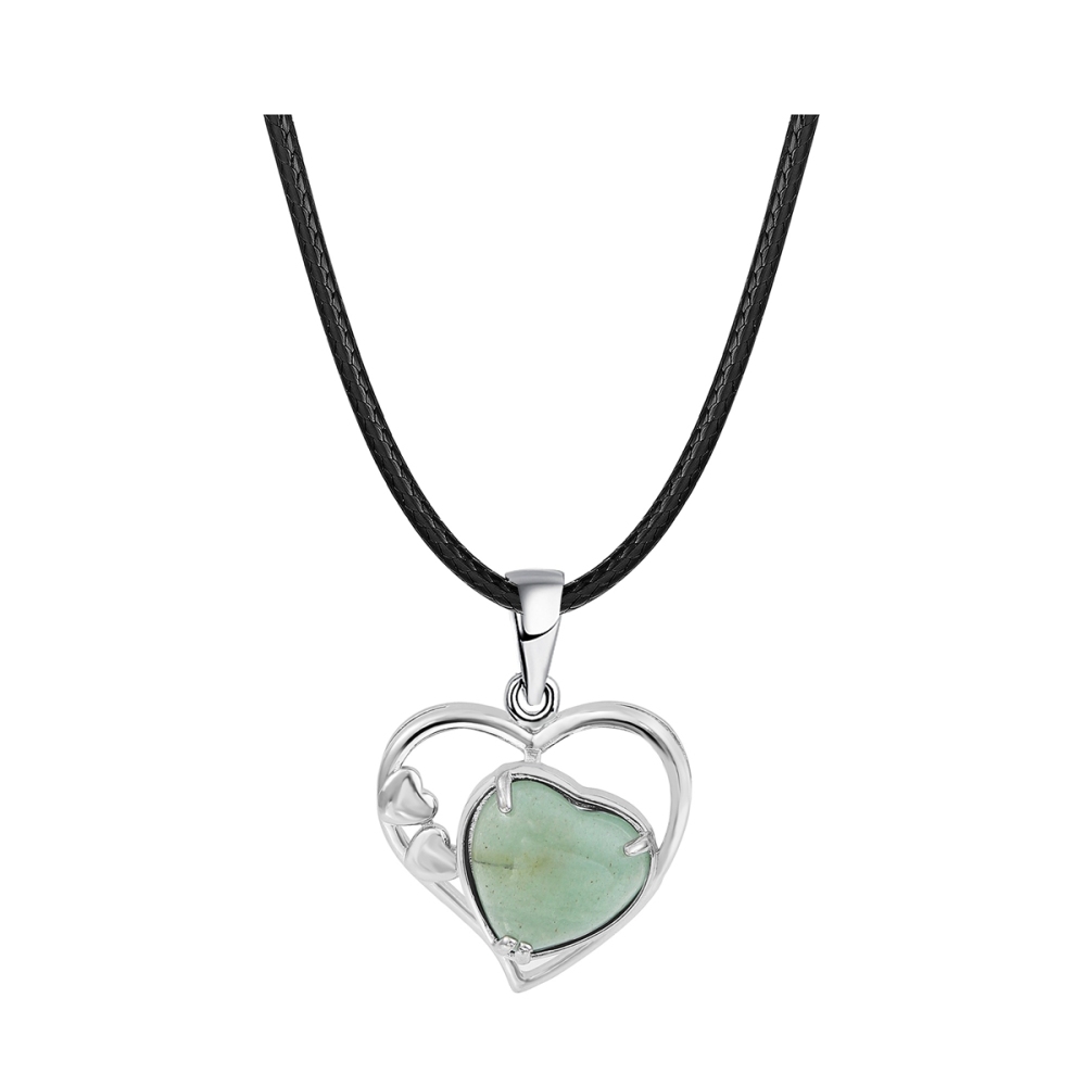 Fashion Crystal Pendant Necklace Zircon Stone Hollow Heart Stone Pendants Charms Women Jewelry Gift with Black Rope