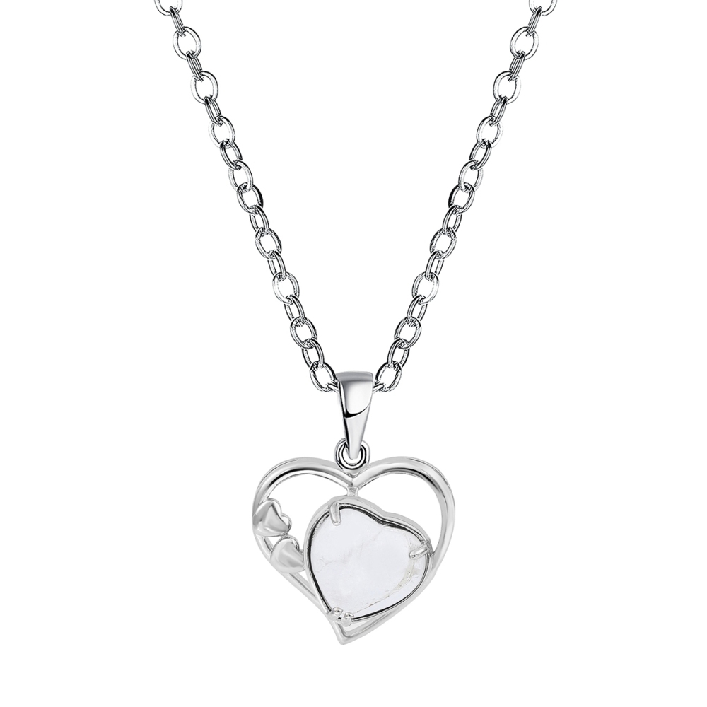 Natural Stone Hollow Heart Stones Pendant Amethyst Quartz Chakras Pendants Healing Crystal Pink Quartz Jewelry For Women And Men