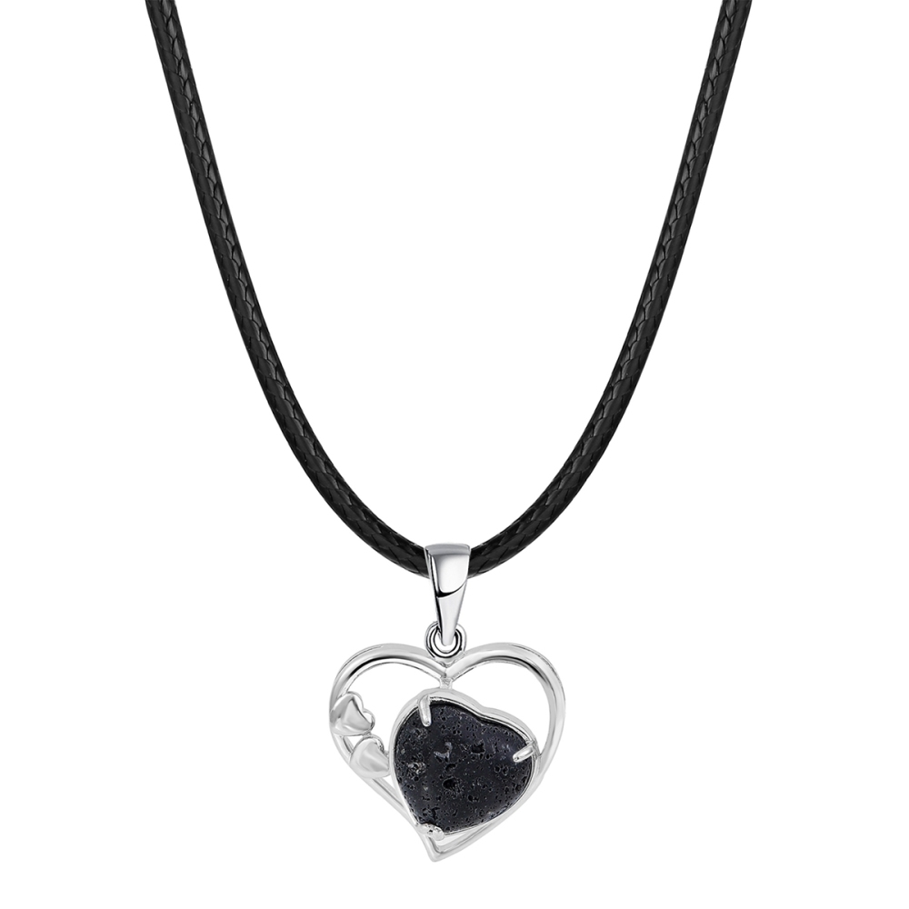 Fashion Crystal Pendant Necklace Zircon Stone Hollow Heart Stone Pendants Charms Women Jewelry Gift with Black Rope