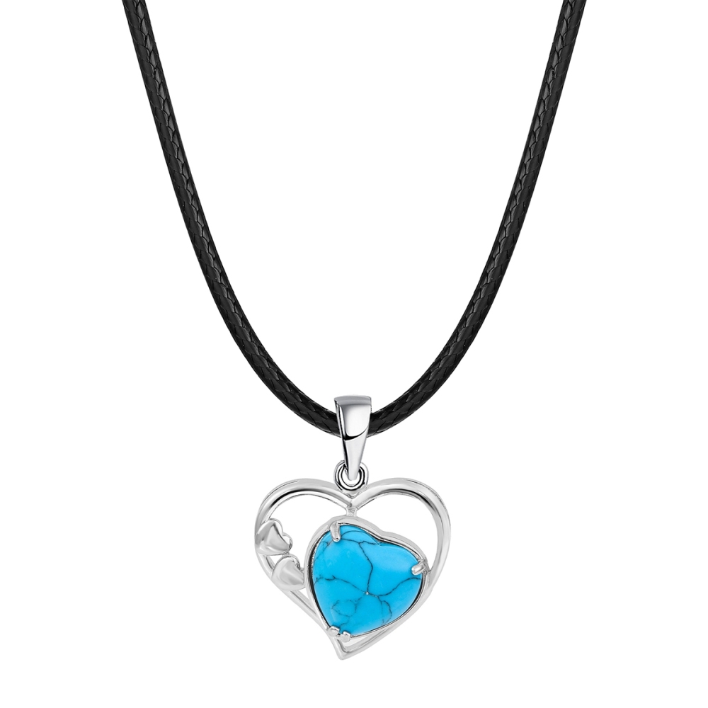 Fashion Crystal Pendant Necklace Zircon Stone Hollow Heart Stone Pendants Charms Women Jewelry Gift with Black Rope