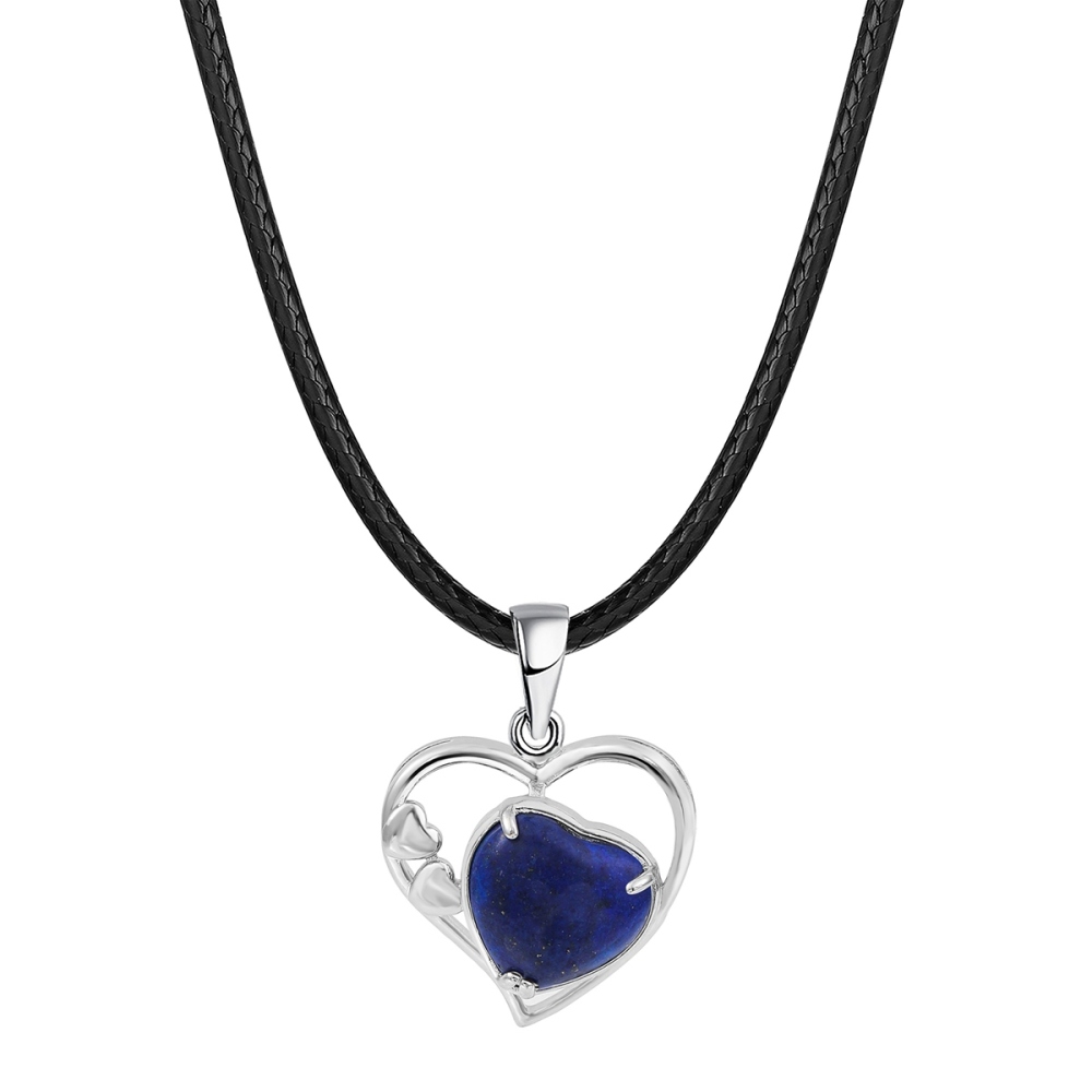 Fashion Crystal Pendant Necklace Zircon Stone Hollow Heart Stone Pendants Charms Women Jewelry Gift with Black Rope
