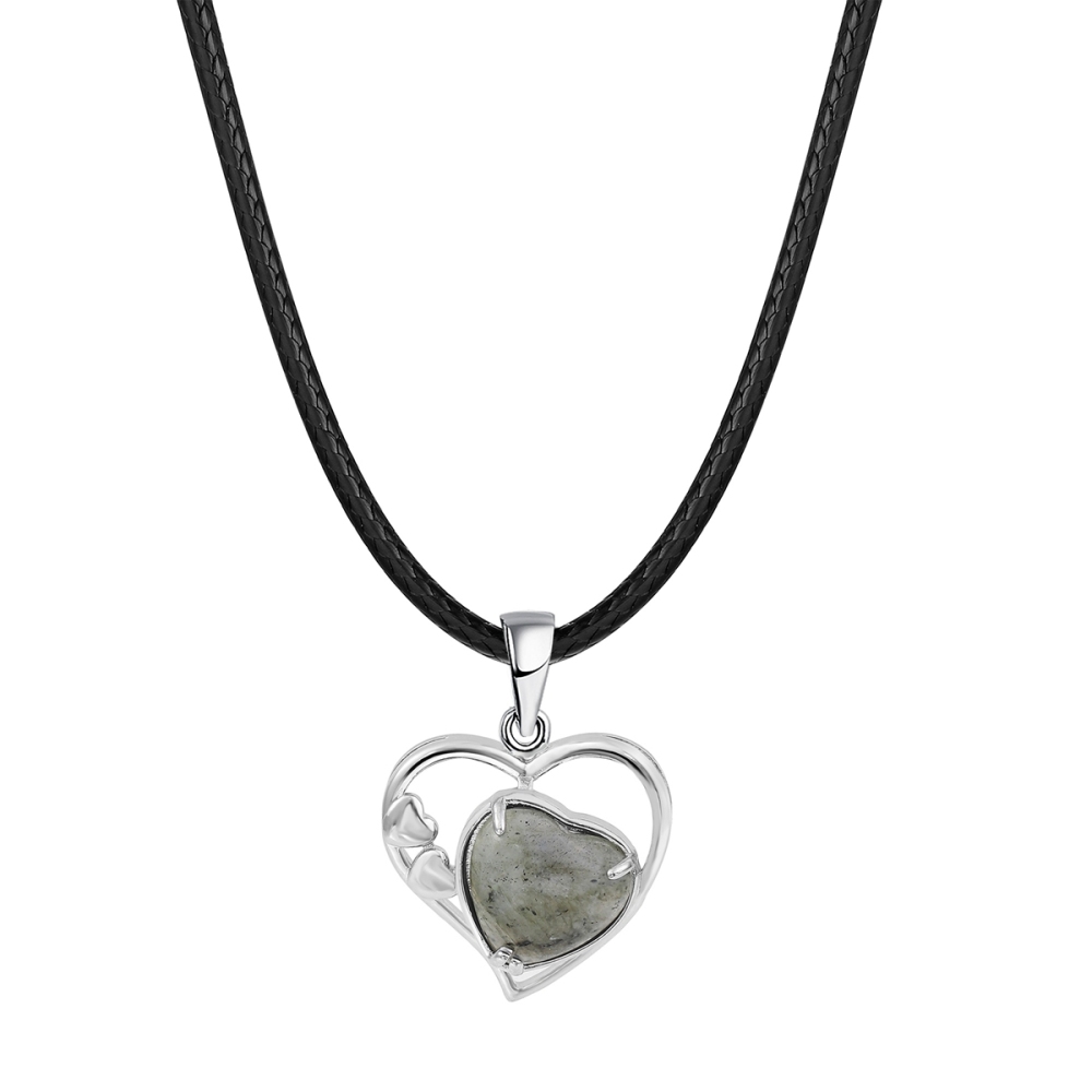 Fashion Crystal Pendant Necklace Zircon Stone Hollow Heart Stone Pendants Charms Women Jewelry Gift with Black Rope