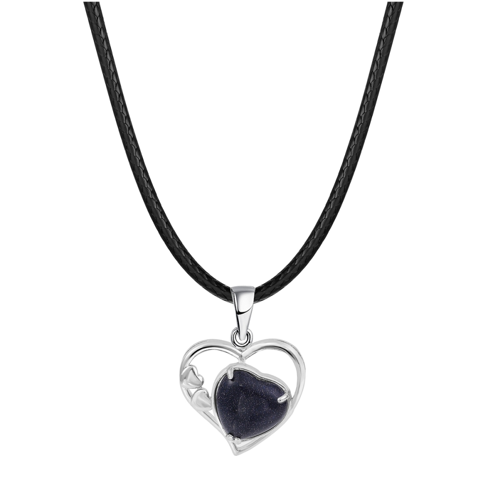 Fashion Crystal Pendant Necklace Zircon Stone Hollow Heart Stone Pendants Charms Women Jewelry Gift with Black Rope