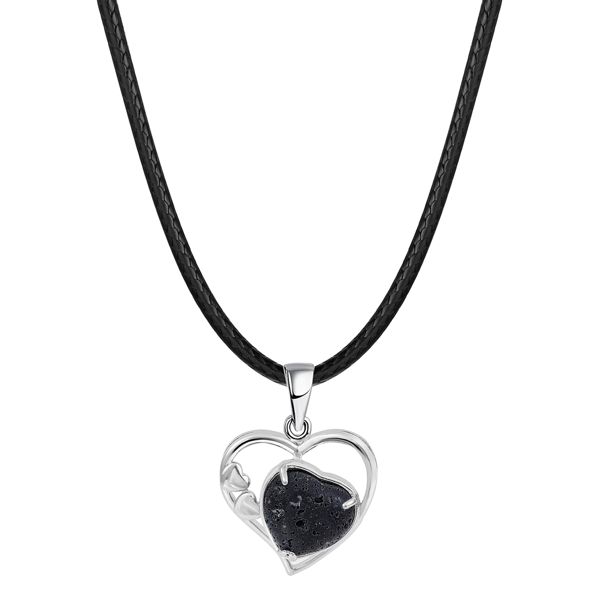 Fashion Crystal Pendant Necklace Zircon Stone Hollow Heart Stone Pendants Charms Women Jewelry Gift with Black Rope