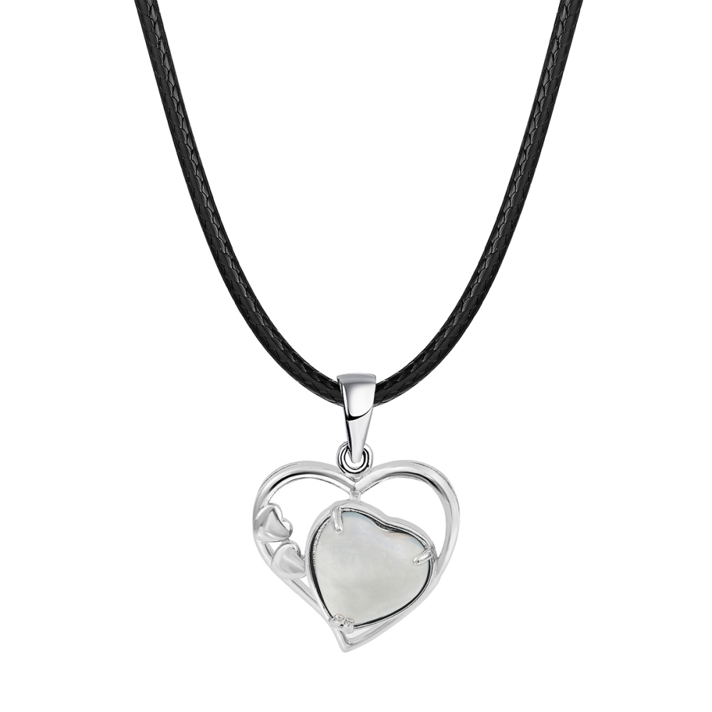 Fashion Crystal Pendant Necklace Zircon Stone Hollow Heart Stone Pendants Charms Women Jewelry Gift with Black Rope