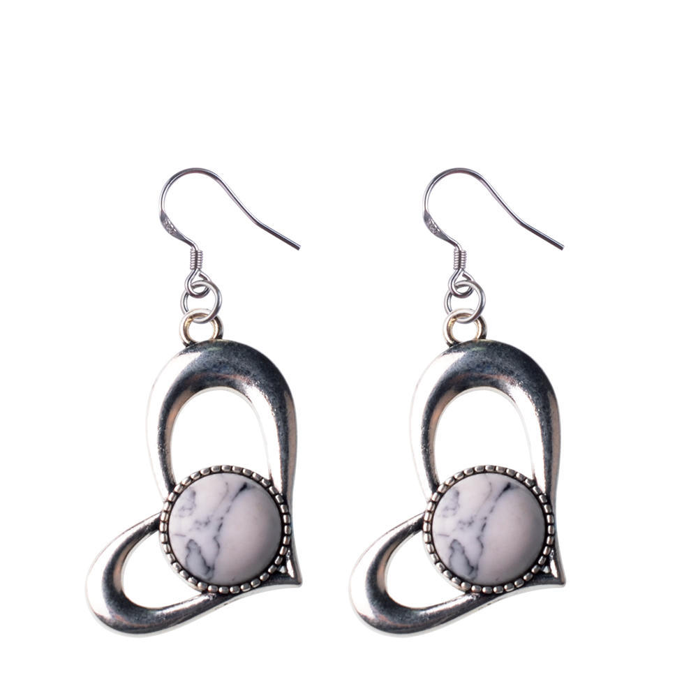Natura Gemstone Love Alloy Pendant Earrings Amethyst Green Aventurine Powder Crystal Valentine's Day Gift for Women