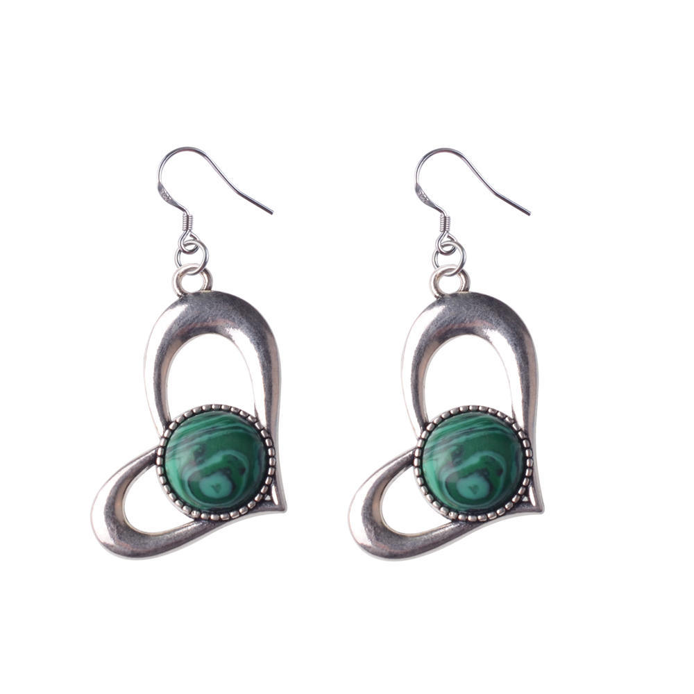 Natura Gemstone Love Alloy Pendant Earrings Amethyst Green Aventurine Powder Crystal Valentine's Day Gift for Women