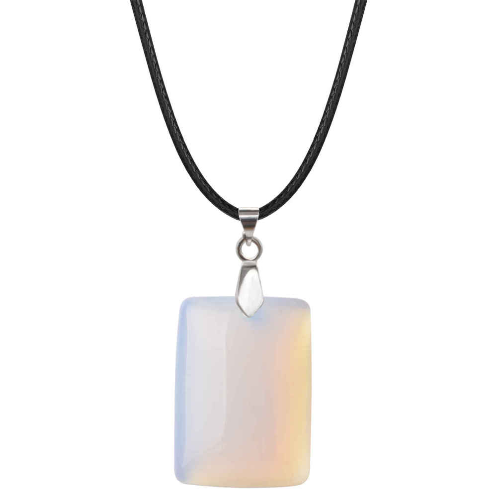 Wholesales 28x35MM Rectangle Gemstone Beads Chakra Pendant Necklace for Women & Men with 18 Inches Black Rope