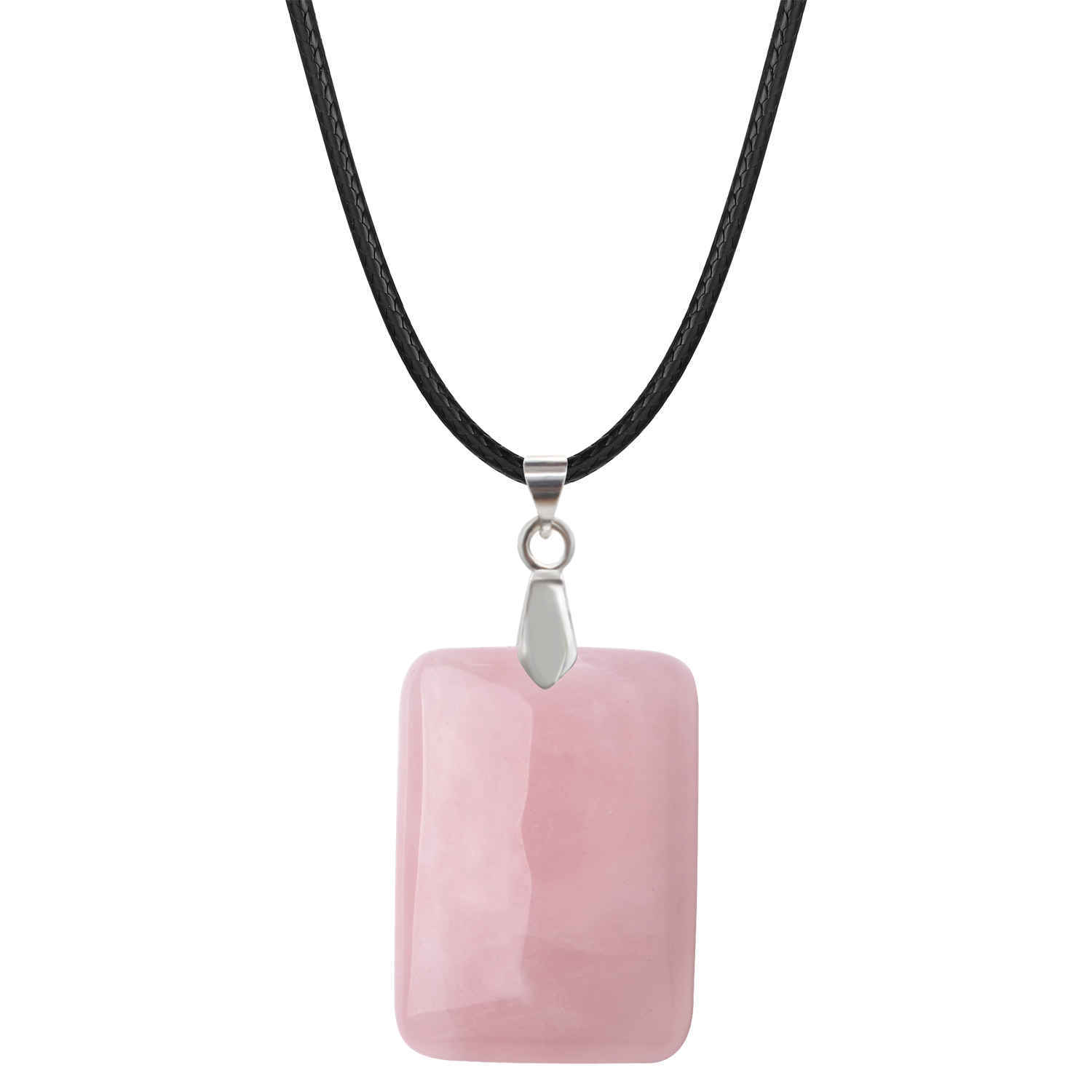 Wholesales 28x35MM Rectangle Gemstone Beads Chakra Pendant Necklace for Women & Men with 18 Inches Black Rope