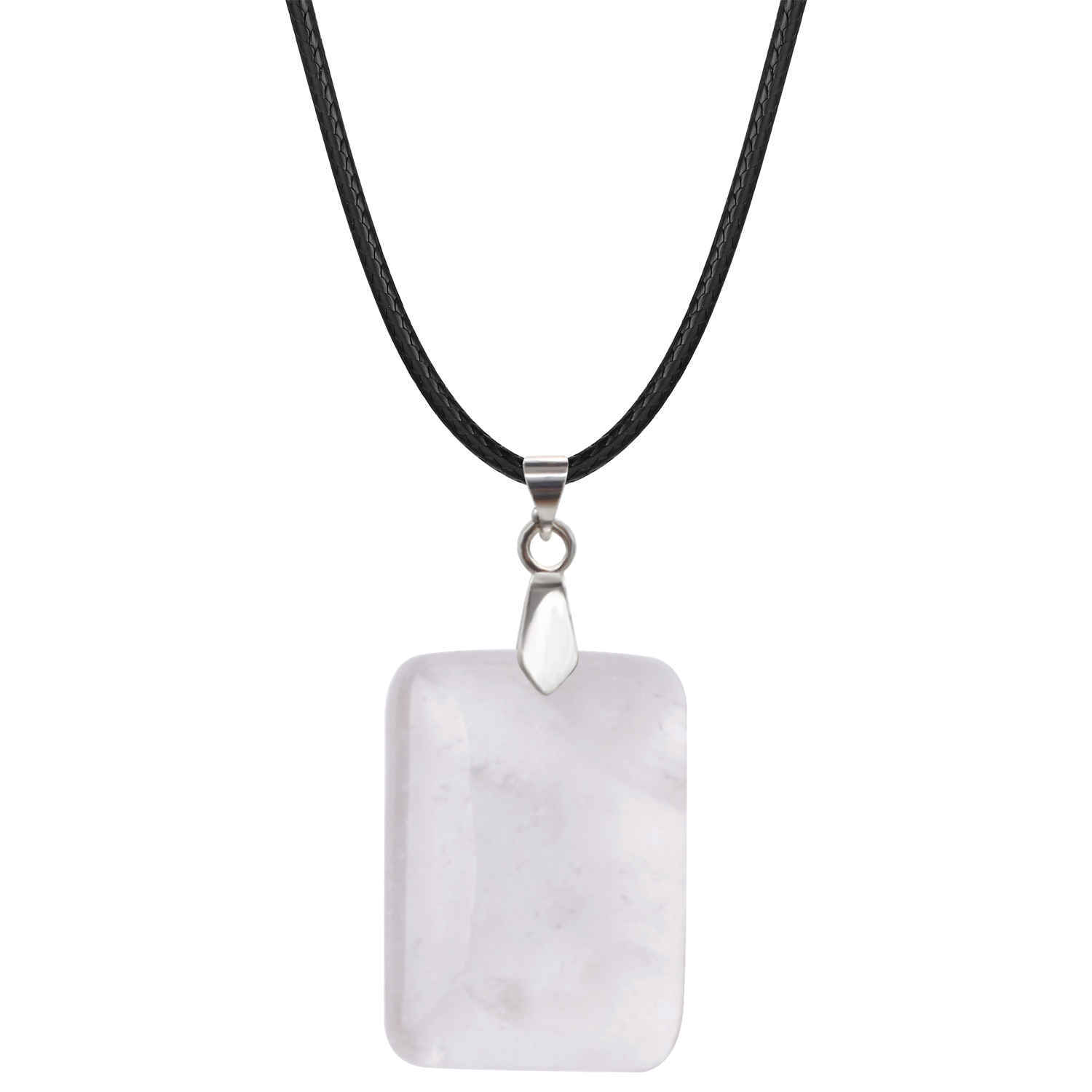 Wholesales 28x35MM Rectangle Gemstone Beads Chakra Pendant Necklace for Women & Men with 18 Inches Black Rope