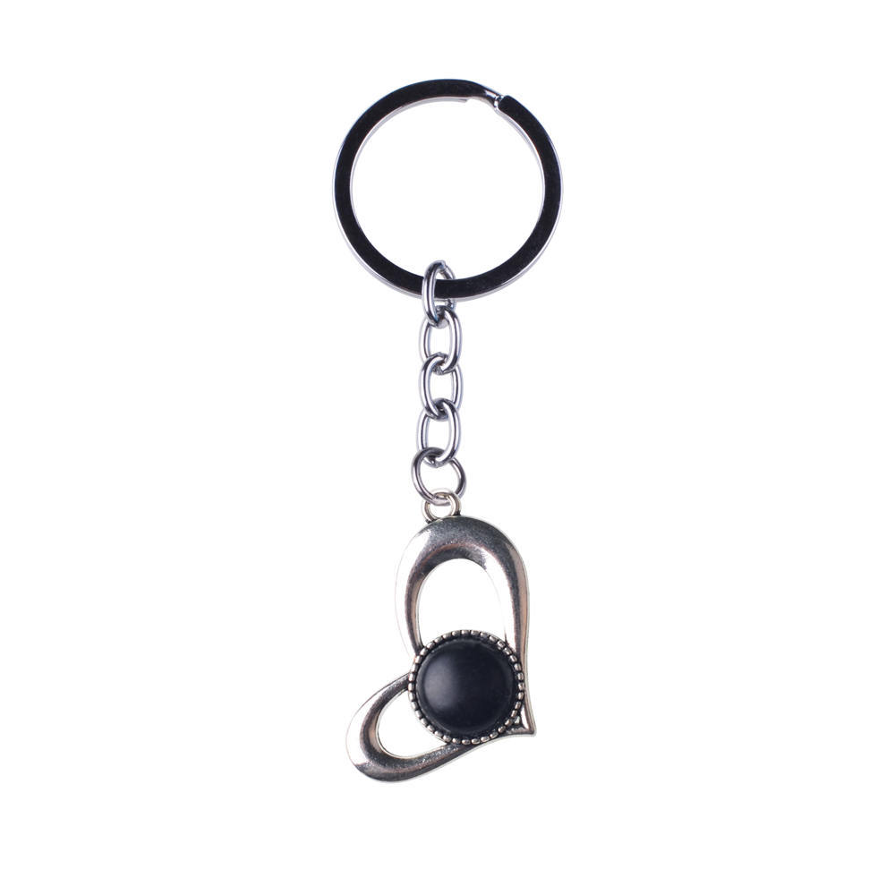 Wholesale Natura Gemstone Love Alloy Pendant Key Chain Amethyst Green Aventurine Powder Crystal Jewelry Making