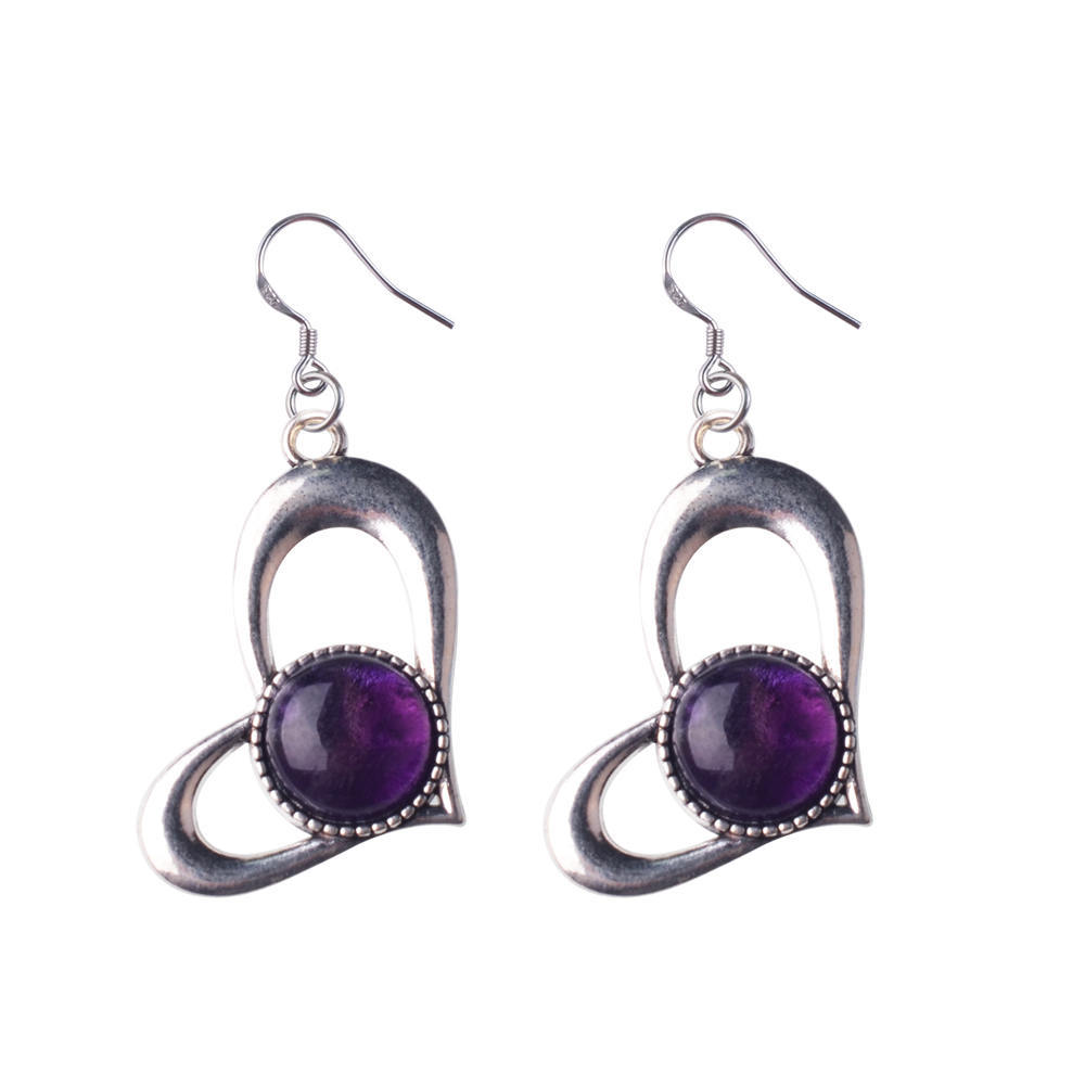 Wholesale Natura Gemstone Love Alloy Pendant Key Chain Amethyst Green Aventurine Powder Crystal Jewelry Making