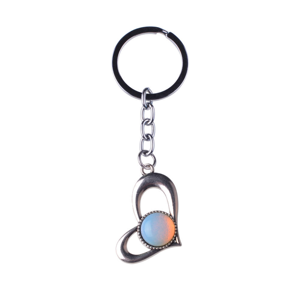 Wholesale Natura Gemstone Love Alloy Pendant Key Chain Amethyst Green Aventurine Powder Crystal Jewelry Making