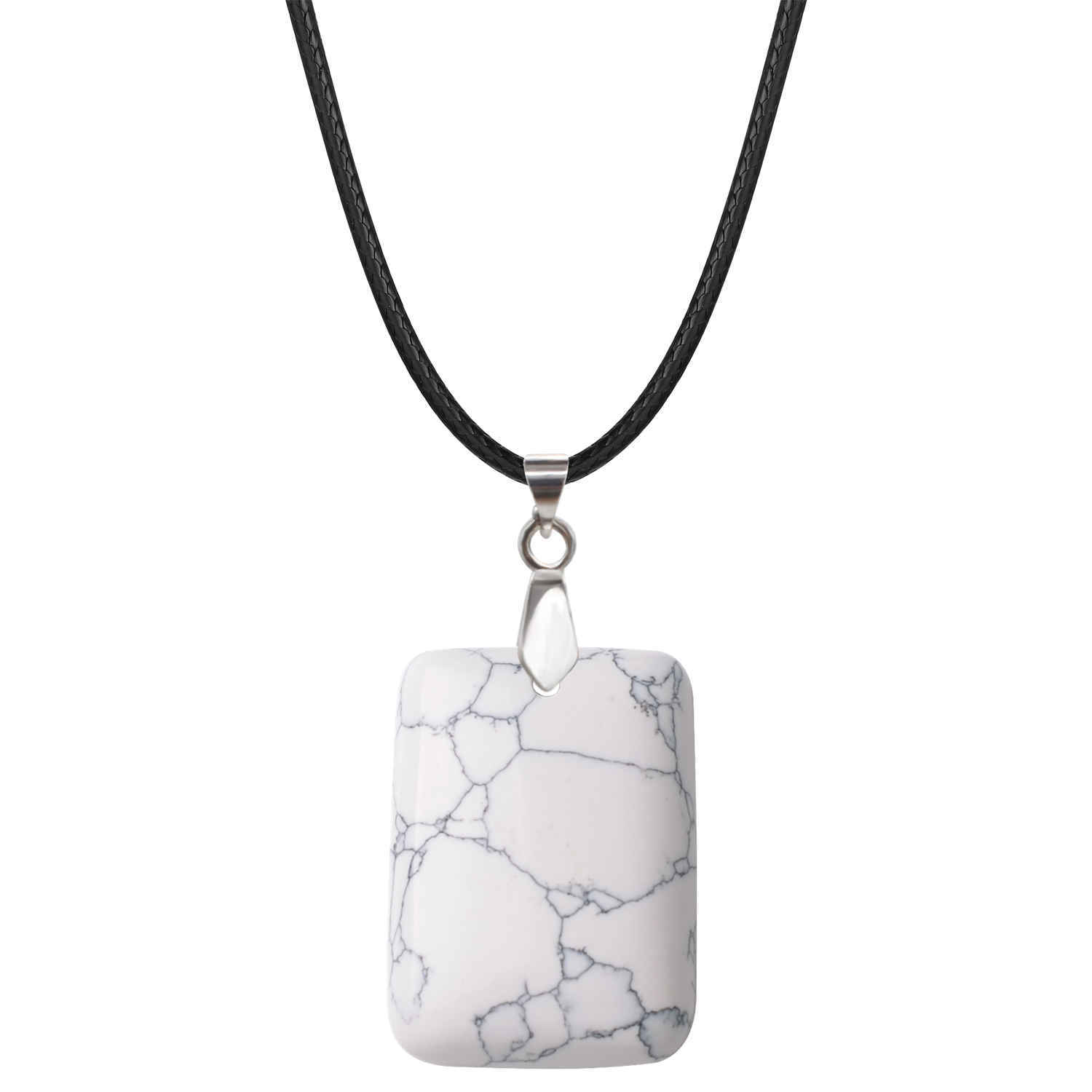 Wholesales 28x35MM Rectangle Gemstone Beads Chakra Pendant Necklace for Women & Men with 18 Inches Black Rope