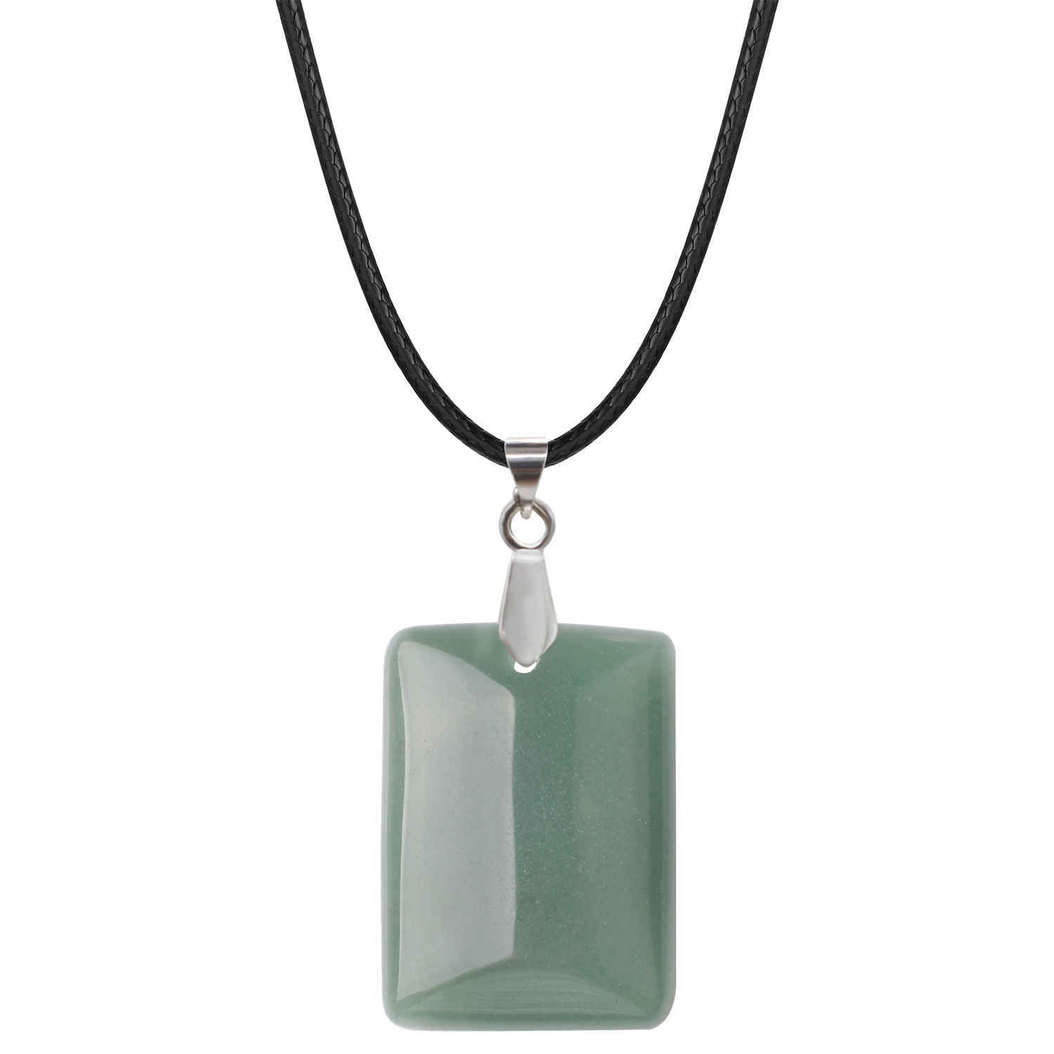 Wholesales 28x35MM Rectangle Gemstone Beads Chakra Pendant Necklace for Women & Men with 18 Inches Black Rope
