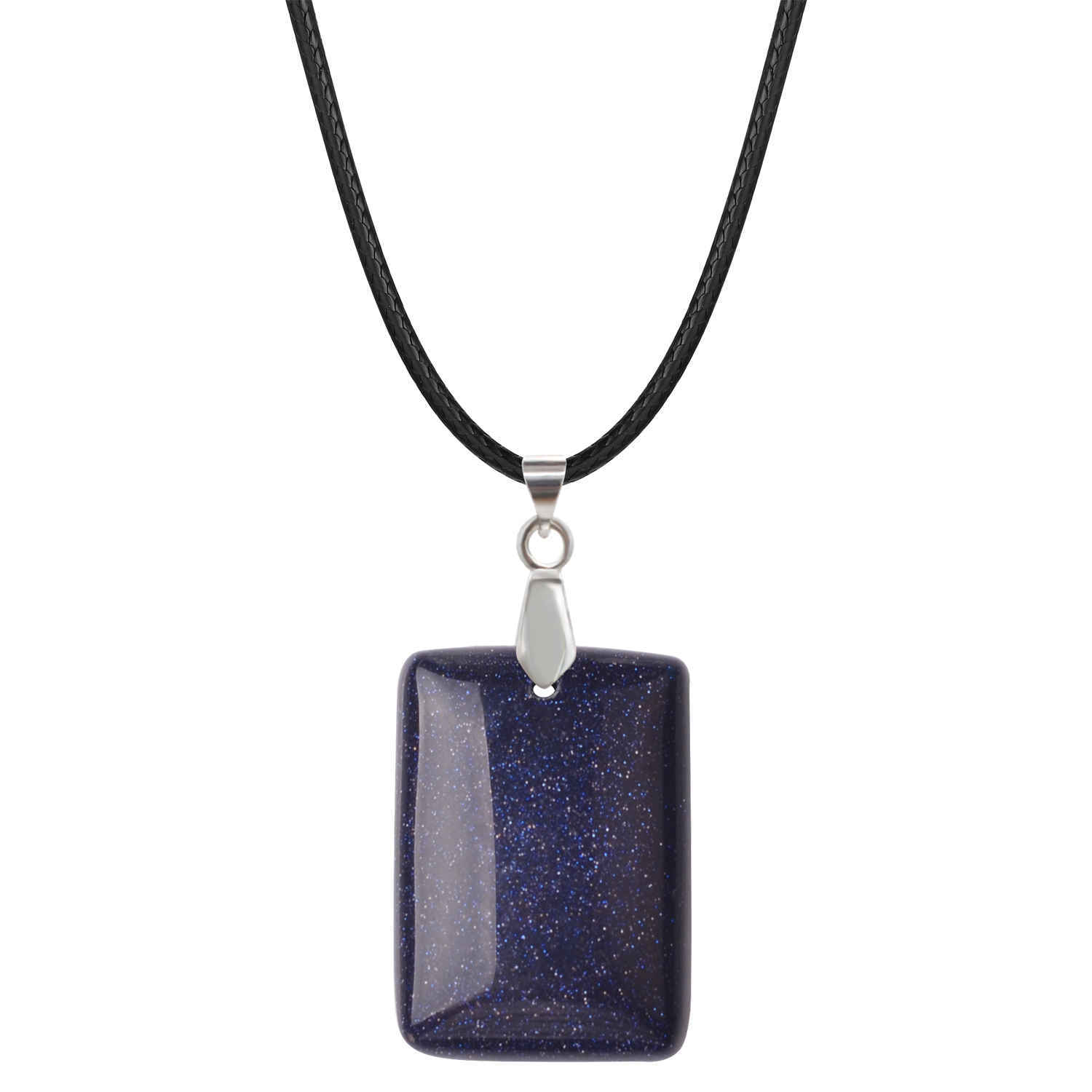 Wholesales 28x35MM Rectangle Gemstone Beads Chakra Pendant Necklace for Women & Men with 18 Inches Black Rope
