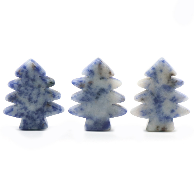 Healing Crystal Stones Pendant Mini Christmas Tree Desk Ornament Pocket Stone Home Office Christmas Decoration