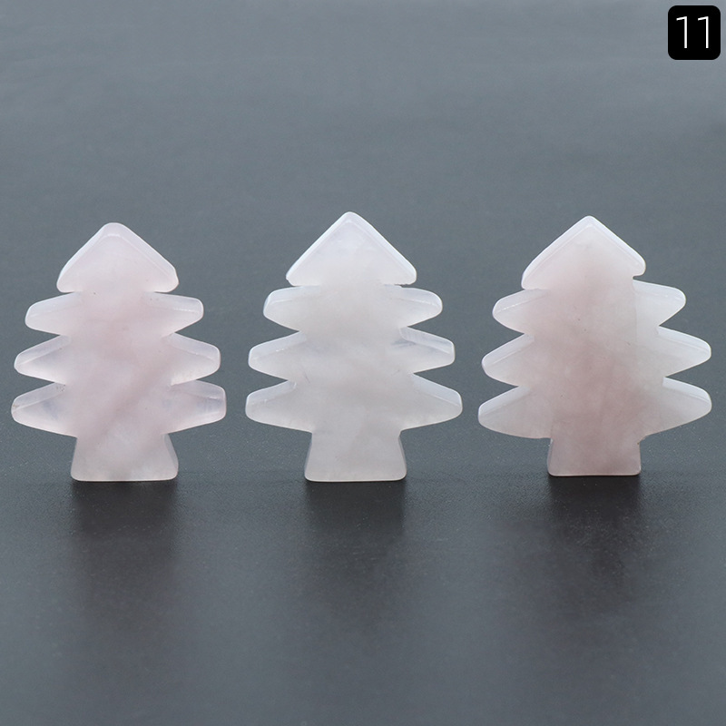 Healing Crystal Stones Pendant Mini Christmas Tree Desk Ornament Pocket Stone Home Office Christmas Decoration