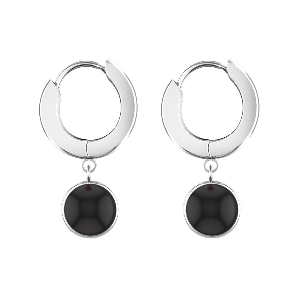 Natural Crystal Stud Stainless Steel Round Amethyst Turquoise Pendant Ring Earrings