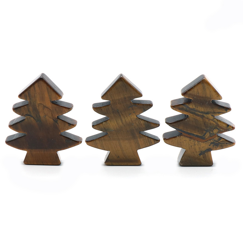 Healing Crystal Stones Pendant Mini Christmas Tree Desk Ornament Pocket Stone Home Office Christmas Decoration