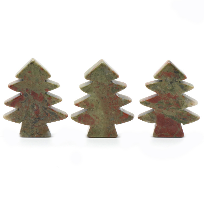 Healing Crystal Stones Pendant Mini Christmas Tree Desk Ornament Pocket Stone Home Office Christmas Decoration