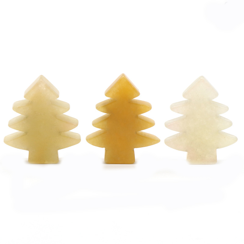 Healing Crystal Stones Pendant Mini Christmas Tree Desk Ornament Pocket Stone Home Office Christmas Decoration