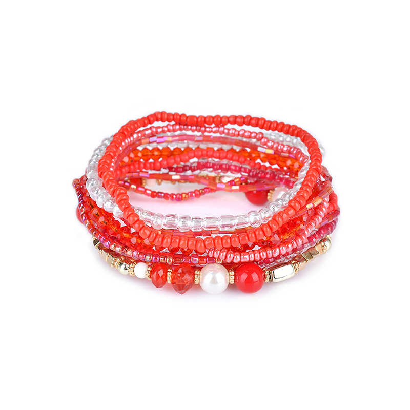European and American Retro Bohemian Bracelet Multi-layer Hand Woven Ornaments Stackable Bead Bracelets for Women Stretch