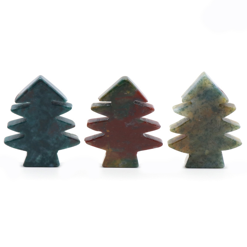 Healing Crystal Stones Pendant Mini Christmas Tree Desk Ornament Pocket Stone Home Office Christmas Decoration