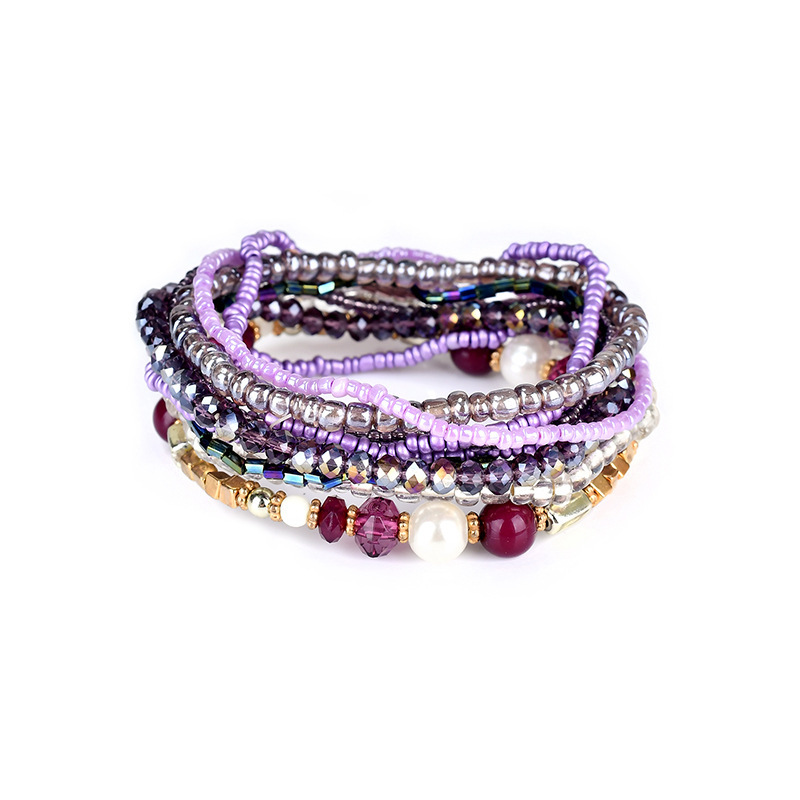 European and American Retro Bohemian Bracelet Multi-layer Hand Woven Ornaments Stackable Bead Bracelets for Women Stretch