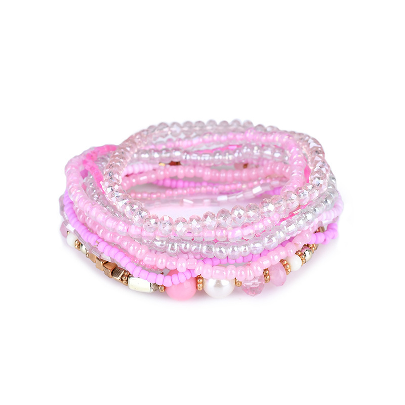 European and American Retro Bohemian Bracelet Multi-layer Hand Woven Ornaments Stackable Bead Bracelets for Women Stretch