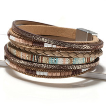 Fashion Leather Bracelets Men Stainless Steel Multilayer Braided Rope for Women and Men