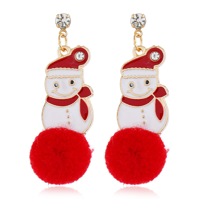 Autumn and Winter Earrings Women's Simple Interesting Christmas Earring Versatile Wool Ball Stud Earrings