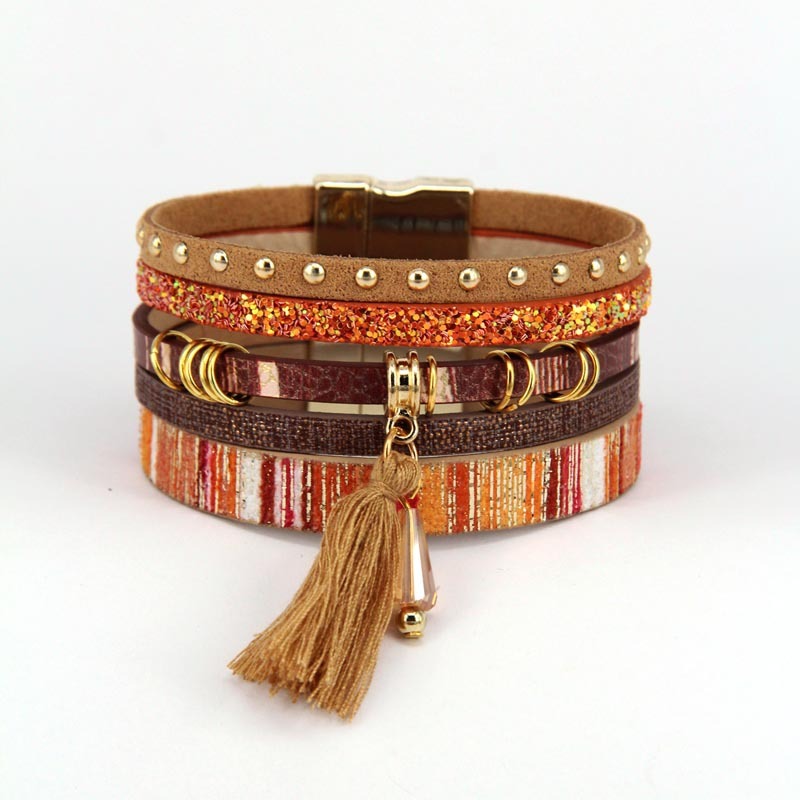 Fashion Leather Bracelets Men Stainless Steel Multilayer Braided Rope for Women and Men
