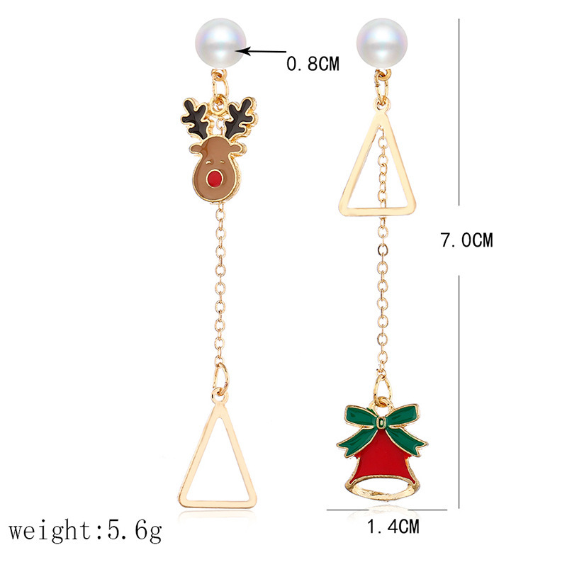 Christmas Series Pearl Earrings Alloy Oil Dripping Christmas Tree Hairball Personalized Earrings