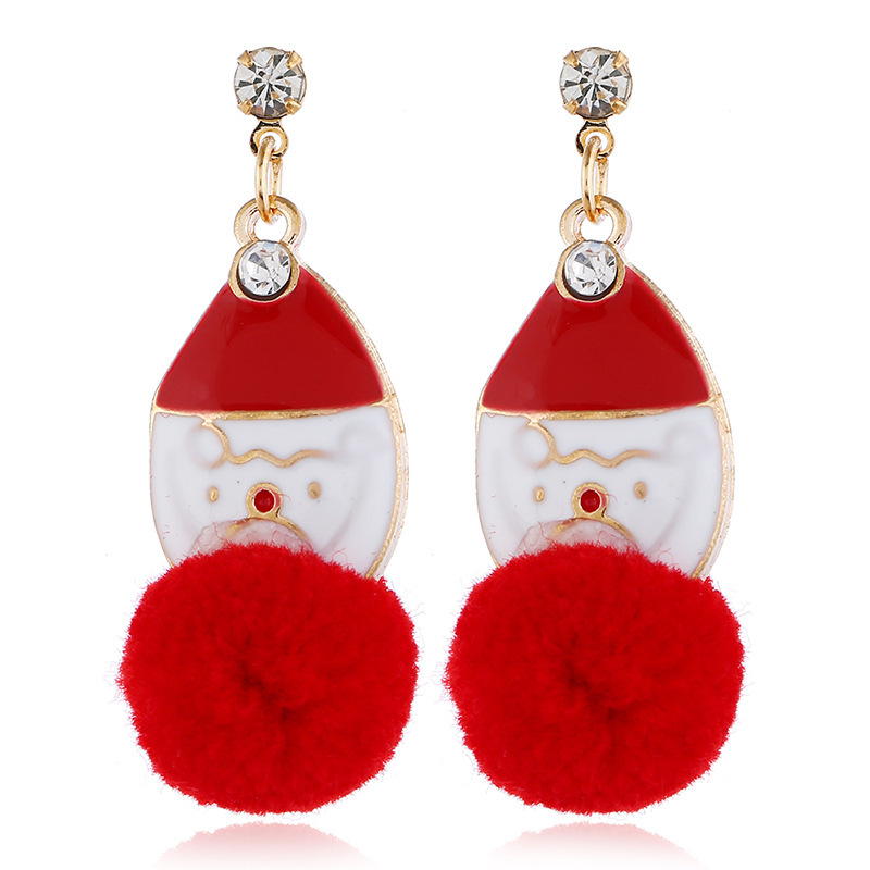 Autumn and Winter Earrings Women's Simple Interesting Christmas Earring Versatile Wool Ball Stud Earrings