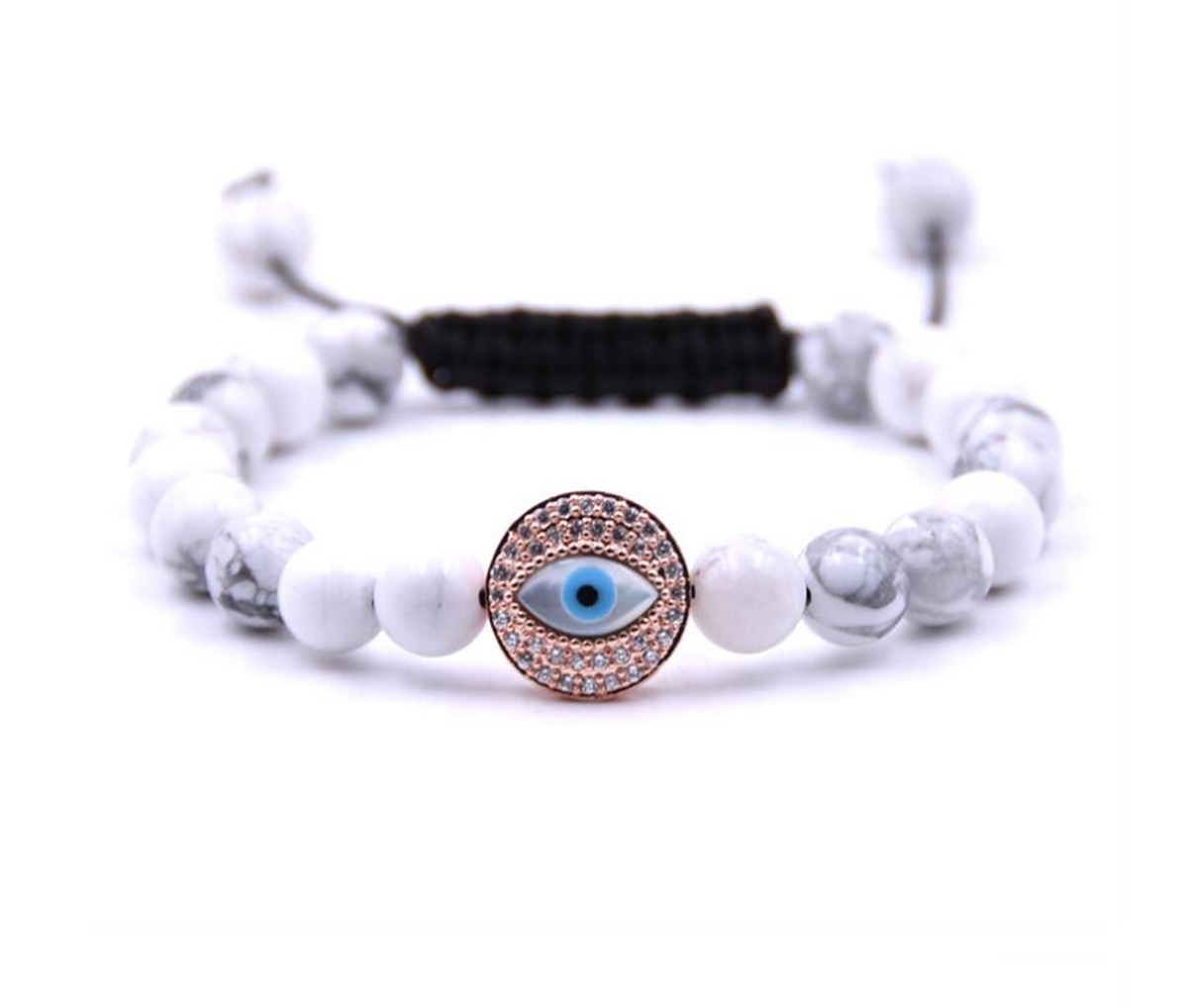 Evil Eye Bracelet Set Gemstone Stone Bracelets Blue Evil eye Hamsa Charm Bead for Men Women Hand of Fatima Bracelet
