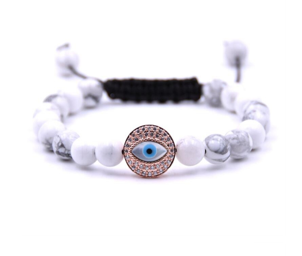 Evil Eye Bracelet Set Gemstone Stone Bracelets Blue Evil eye Hamsa Charm Bead for Men Women Hand of Fatima Bracelet