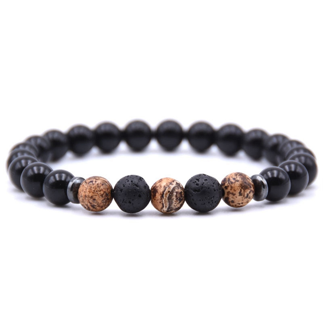 Ladies Bracelet 8mm Lava Rock Aromatherapy Anxiety Oil Disperser Wrist Ornament Braided Rope Natural Stone Yoga Bead Hand Ornament