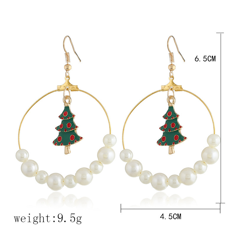 2022 Christmas Tree Bell Pearl Hoop Earrings For Women Christmas Jewelry Wholesale