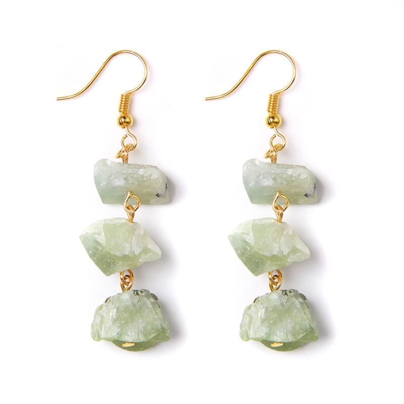 Raw Crystal Healing Jewelry Gold Plating Drop Crystal Earrings Energy Chip Earring Crystal Earrings