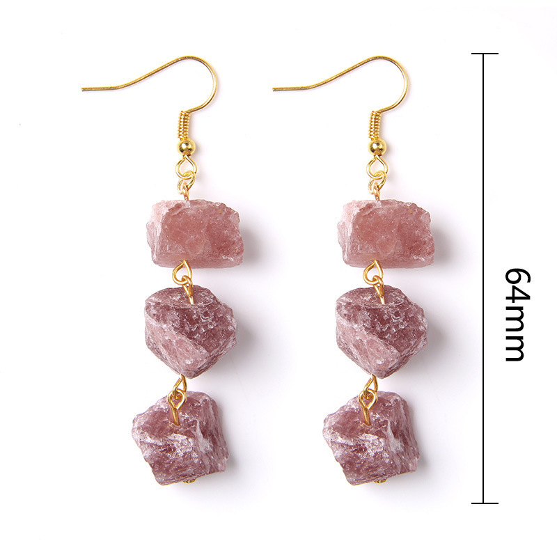 Raw Crystal Healing Jewelry Gold Plating Drop Crystal Earrings Energy Chip Earring Crystal Earrings