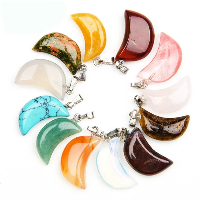 Charm Crystal Heart Moon Star Shaped Necklace Jewelry Pendant Chakra Reiki Bulk for Jewelry Making Healing Quartz Stones