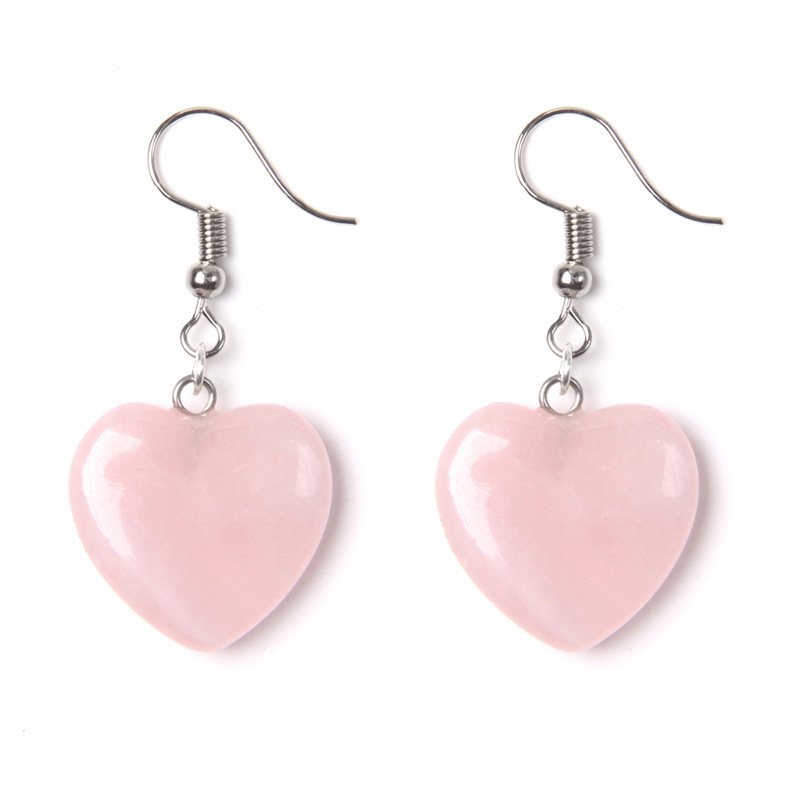 Wholesale Custom Hot Selling 925 Silver Needle Natural Single Turquoise Stone Heart Shape Drop Earrings For Women