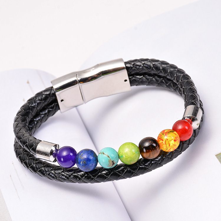 Fashion High Quality Colorful Charkra Beads Bracelet,Hot Handmade Gemstone Beads Charm Men Bracelet Jewelry
