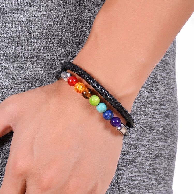 Fashion High Quality Colorful Charkra Beads Bracelet,Hot Handmade Gemstone Beads Charm Men Bracelet Jewelry